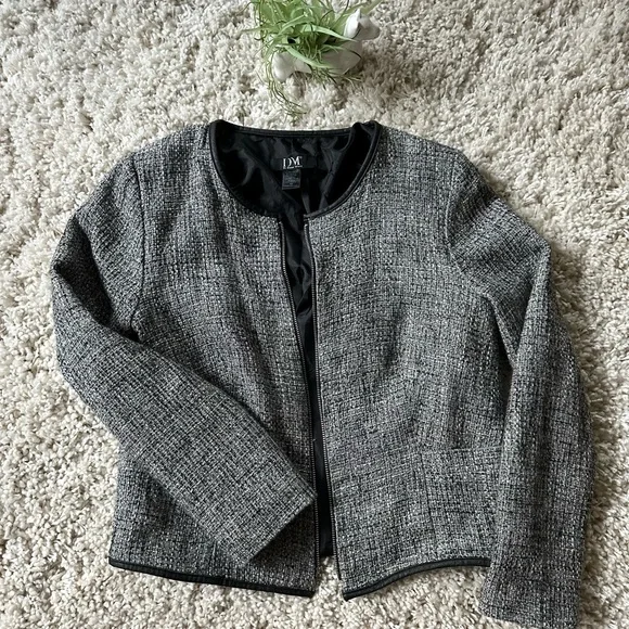 DM Donna Moore business jacket grey professional zipper long dress sleev… - Picture 3 of 4